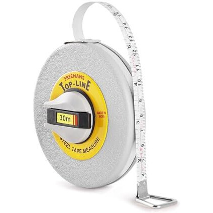 Freemans Tn30 Top Line 30M9.5Mm Steel Measuring Tape - 30M/100Ft || Unbreakable Abs Case || Stainless Steel Band || Dura Coat Tape Blade || Stainless Steel Mouth With End Hook