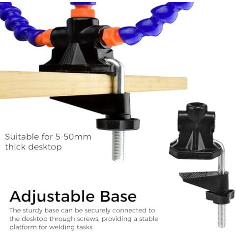 Serplex Soldering Helping Hands Clamp, Third Hand Soldering Tool With 3 Flexible Alligator Clip Arms, Pcb Third Hand Holder Soldering Station Vise Table Clamp Pcb Holder For Electronics Repair