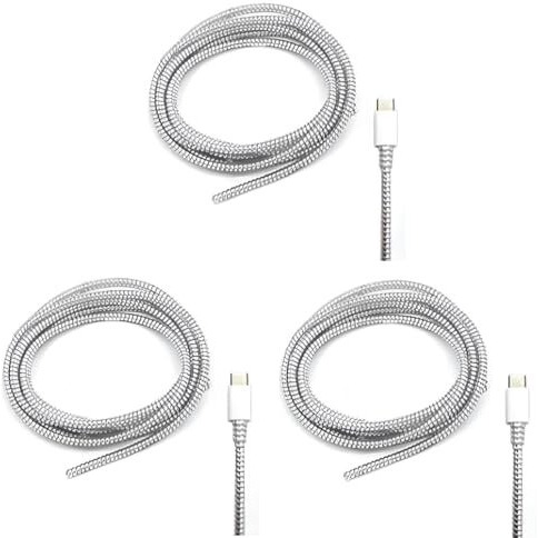 Gadgetbite Ultimate Cable Protector | Spiral Cable Protector 1.5 Meter/Cable Protector 150 Cm | Plastic Cord Wire Charger Winder For Iphone And Android Charging Cables - Silver (Pack Of 3)