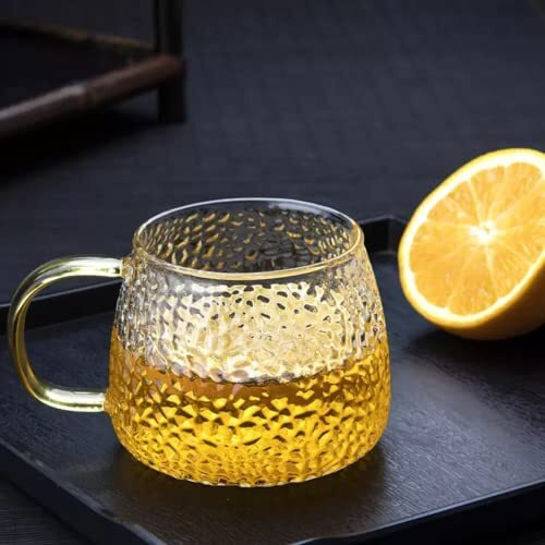 Muac Glass Tea Coffee Cappuccino Soup Bowl Jumbo Glass Cup Multipurpose Mug With Handle 440Ml (Pack Of 4)