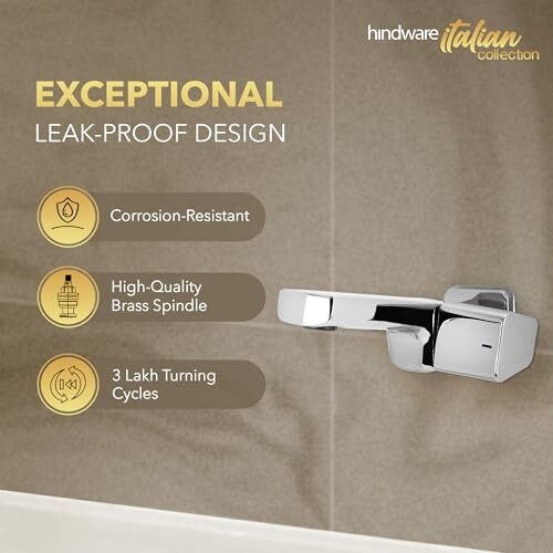 Hindware Italian Collection F530041Cp Starc Bib Cock (Foam Flow) With Wall Flange, Brass With Chrome Finish | 12-Year Manufacturer Warranty