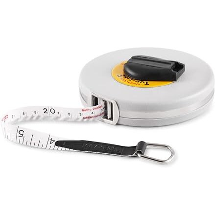 Freemans Ft15 Fiberglass Top Line Measuring Tape - 15M/50Ft || Case Reinforced With Stainless Steel Band || Durable Winding Mechanism Handle And Stainless Steel Mouth With End Hook