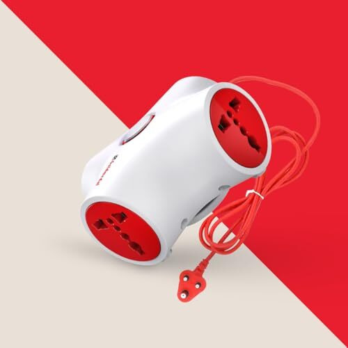 Goldmedal G-Trix 4X1 Spike High Guard Adaptors Extension Cord (White And Red)- 4 Outlet Universal Socket, 2-Meter Cable, Master Switch With Indicator & Reset Switch With Surge Protector For Home & Office