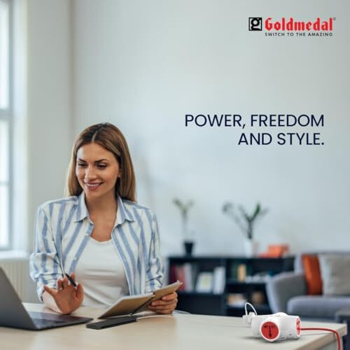 Goldmedal G-Trix 4X1 Spike High Guard Adaptors Extension Cord (White And Red)- 4 Outlet Universal Socket, 2-Meter Cable, Master Switch With Indicator & Reset Switch With Surge Protector For Home & Office