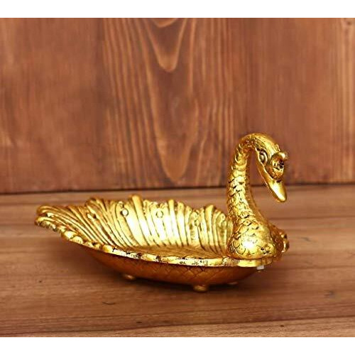 Craftvatika Metal Swan Shape Dry Fruit Serving Tray, Snacks, Floating Flowers For Home Decoration Table Dining Dcor (Set Of 1)