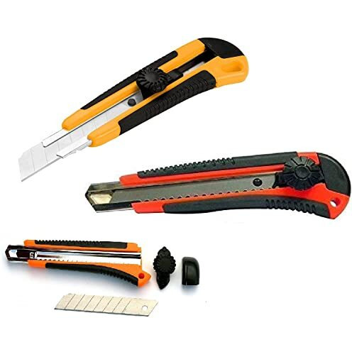Eclet Heavy Duty 18 Mm Cutter Knife Utility Knife Box Cutters, Utility Knife Retractable, Compact, Extended Use For Heavy Duty Office, Home, Craft Arts (Color As Per Availability) B