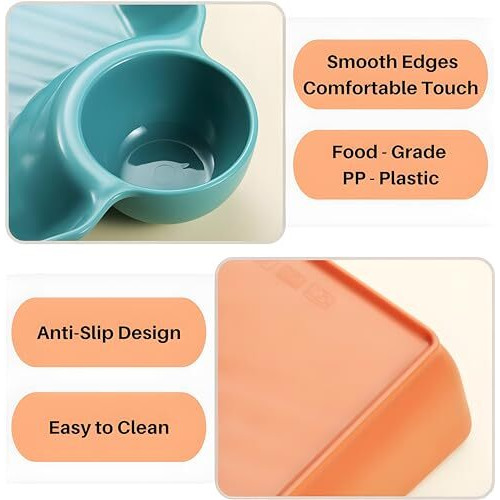 Yomith Chip And Dip Serving Platter Dish Set, Divided Trays Snack Bowl Dishes, Wine Dine Appetizer Plates, Dumpling Plate With Sauce Holder For Kids, Family And Parties (4)