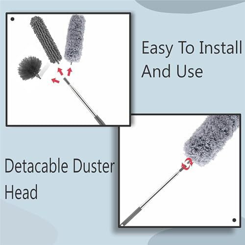 Flyngo Microfiber Feather Duster Bendable & Extendable Fan Cleaning Duster With 100 Inches Expandable Pole Handle Washable For High Ceiling Fans, Window Blinds, Furniture (3 In 1 Duster)