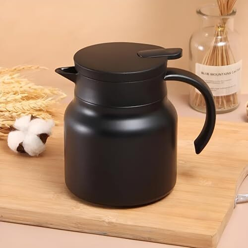 Vendly Teapot With Steel Infuser 1000Ml | Insulated Thermosteel Carafe With Handle | Bpa-Free, Keeps Drinks Hot & Cold For Home Office Travel Outdoor Cafe Black