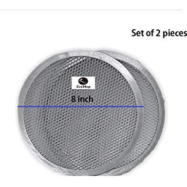 Zenshop Combo Aluminum Pizza Screen/Mesh For Home Kitchen Restaurant Supplies, Diameter 8 Inch, Sliver (Pack Of 2)