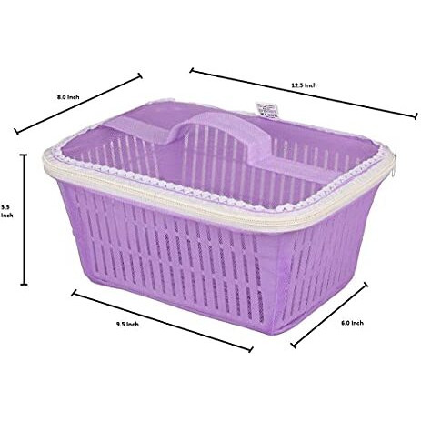 Vellura Sales Fruit Net Basket & Vegetable Plastic Basket With Net Cover Onion Potato Storage Basket, Mesh Fruit Basket, Covered Fruit Bowl. (Purple)
