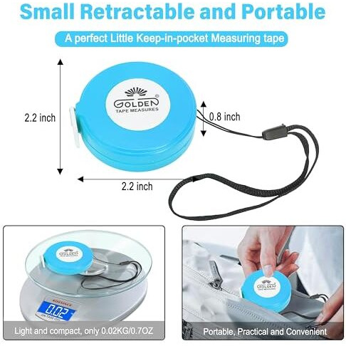 Golden Tailor Tape 2 Mtr Retractable Tape Measure For Cloth, Body Measurements, Tailoring (Pink)
