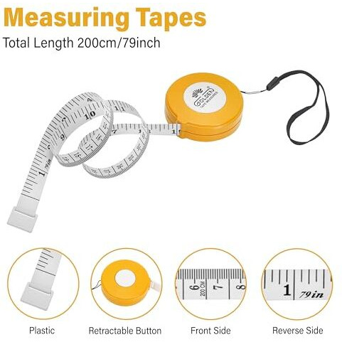 Golden Tailor Tape 2 Mtr Retractable Tape Measure For Cloth, Body Measurements, Tailoring (Pink)
