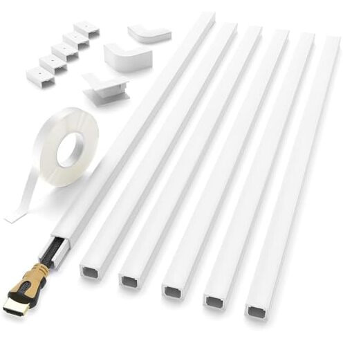 Serplex 6Pcs Cord Hider 15.7 Inches Connectable Cable Hider, One-Cord Cord Covers For Wall, Sliding Cable Cover Raceway, Wire Hiders For Tv On Wall, Wire Covers For Cords