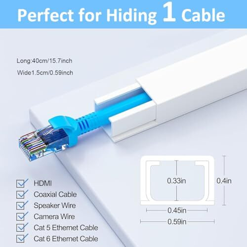 Serplex 6Pcs Cord Hider 15.7 Inches Connectable Cable Hider, One-Cord Cord Covers For Wall, Sliding Cable Cover Raceway, Wire Hiders For Tv On Wall, Wire Covers For Cords