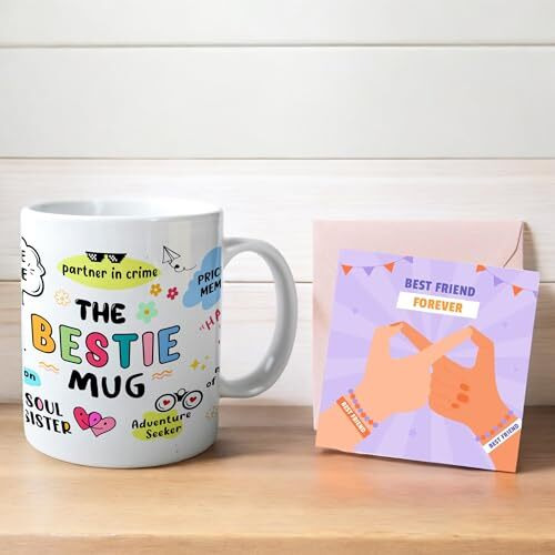 Since 7 Store &quotThe Bestie Mug Coffee Mug With Greeting Card - Beautifully Designed Mug For Girl Bestfriends/Perfect Birthday/Any Occasion Gift Friendship Day