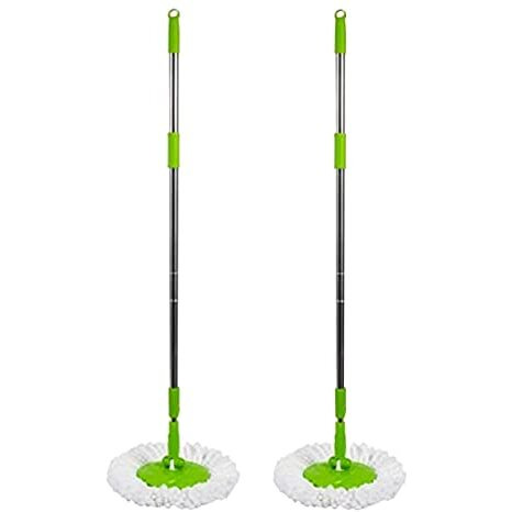 Scotch-Brite 2-In-1 Bucket Spin Mop Handle, Head & Refill || Pack Of 2, Plastic, Green