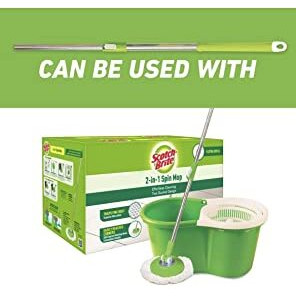 Scotch-Brite 2-In-1 Bucket Spin Mop Handle, Head & Refill || Pack Of 2, Plastic, Green