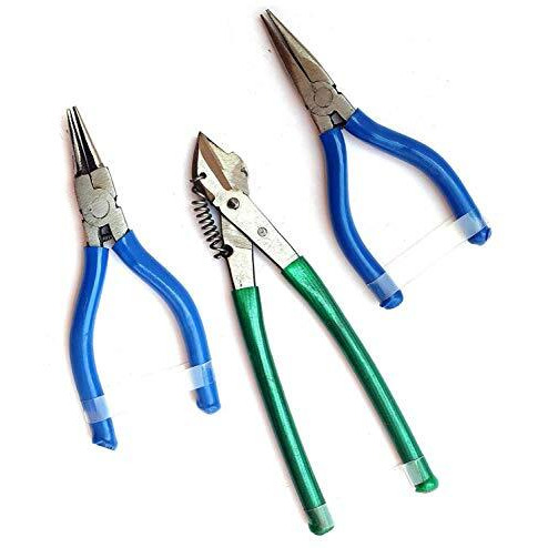 Pilerman Silk Thread Jewellery Making Pliers Combo Long Nose, Round Nose And Side Cutter Pliers - Pack Of 3 Pieces (Jk-3 Msf-Blue)