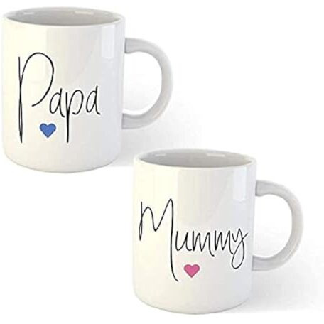 Days Anniversary Gift For Mom And Dad Coffee Mugs Set - 2 Papa And Mummy Quotes Printed White Ceramic Mug Cup Best Gift For Mother On Birthday/Mother's (B0965Rwp3R) - 330 Ml