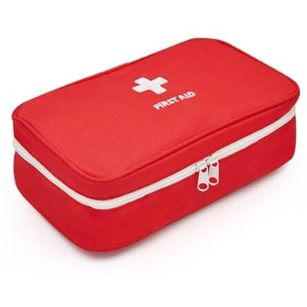 Bitlok Polyester Multi-Function Large Medical Kit First Aid Pouch|Medicine Organizer Box For Travelling Car, Home, Office|Emergency First Aid Kit Box Organizer, Red