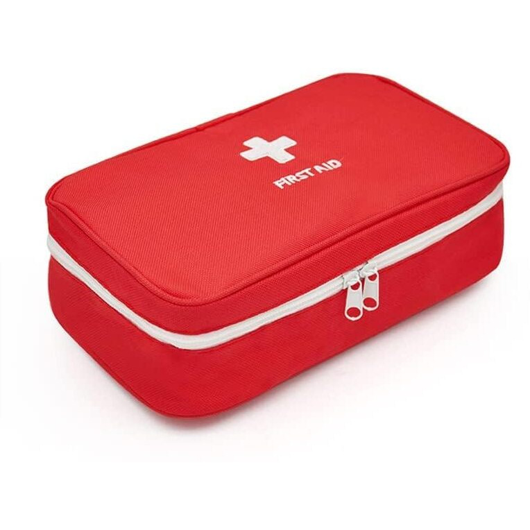 Bitlok Polyester Multi-Function Large Medical Kit First Aid Pouch|Medicine Organizer Box For Travelling Car, Home, Office|Emergency First Aid Kit Box Organizer, Red