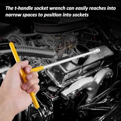Kashtha Enterprise 13 Pcs Vehicle Car T Shaped Handle Wrench Spanner With 8-19Mm 1/2 Socket Tool Set (13 In 1 T Handle Spanner)