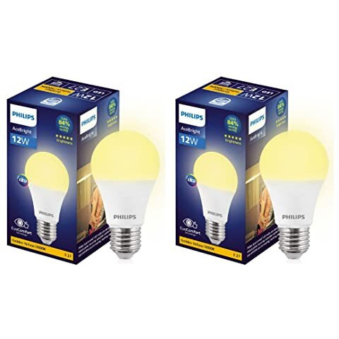 Philips 12-Watt Led Bulb |Acebright High Wattage Led Bulb|Base E27 Light Bulb For Home | Warm White, Pack Of 2