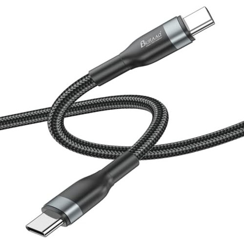 Buraaq 100W Braided Type C To Type C| C To C Cable Fast Charging| Compatible With Tabs & Phones Like Samsung, Xiaomi, Iqoo, Mi, Realme, Oppo, Nothing, One Plus, Vivo & More| 1M