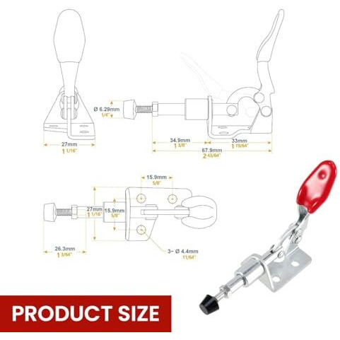 Serplex 4Pcs Push-Pull Toggle Clamps - Galvanized Iron Straight Line With 100Lbs Holding Capacity - Quick Release For Woodworking Jigs And Fixtures