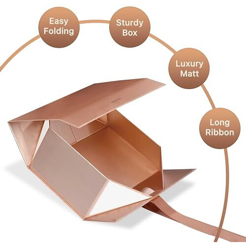 Rbs - Queen Victoria Luxury Rose Gold Gift Boxes For Packaging (23 X 16 X 10Cm) Gift Box- Valentine's Day Gift Packing Box With Ribbon, Gifting Holds Upto 5 Kg Reusable Empty Gift Box (Rose Gold)