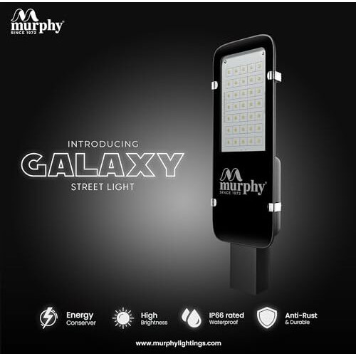 Murphy Aluminium Led 30 Watts Ip-65 Bis Approved Waterproof Rectangular Outdoor Electric-Corded Street Light, Cool White, Pack Of 1