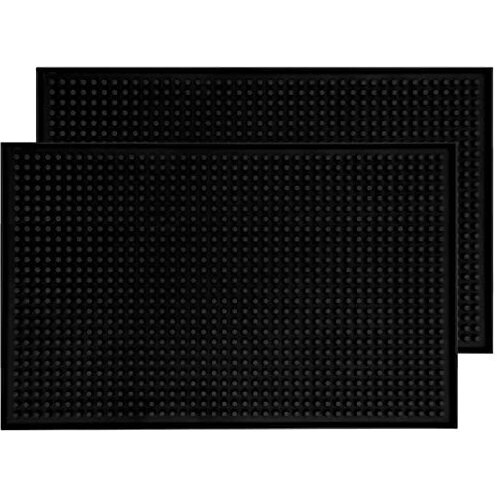 Store2508 Pack Of 2 Pvc Rubber Non Slip Bar Service Spill Mat For Counter Top Black 18&quotX12"