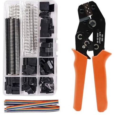 Hasthip Wire Crimping Tool Wire Cutter Ratchet Wire Crimper Set With 1550Pcs Dupont Connectors Male/Female Pin 0.25-1.5Mm For 2.54/3.96Mm Kf2510 Connector 23-16Awg