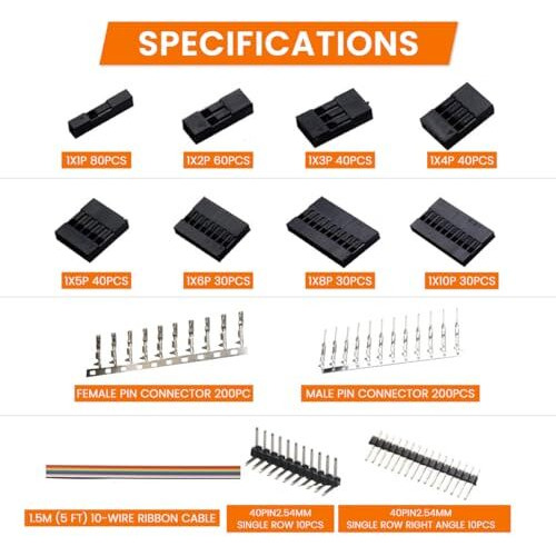 Hasthip Wire Crimping Tool Wire Cutter Ratchet Wire Crimper Set With 1550Pcs Dupont Connectors Male/Female Pin 0.25-1.5Mm For 2.54/3.96Mm Kf2510 Connector 23-16Awg