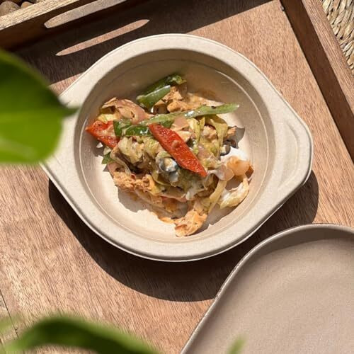 Qudrat Natural Fibre Disposable Salad Bowls 500 Ml (Pack Of 25) / Natural Eco Friendly Biodegradable Bowl/Party, Wedding, Event Bowls, Beige