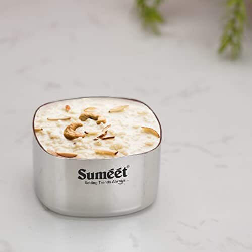 Sumeet Heavy Gauge Stainless Steel Square Bowl/Wati/Katori With Mirror Finish  8Cm Dia, Set Of 6Pc, 250Ml Each, Silver