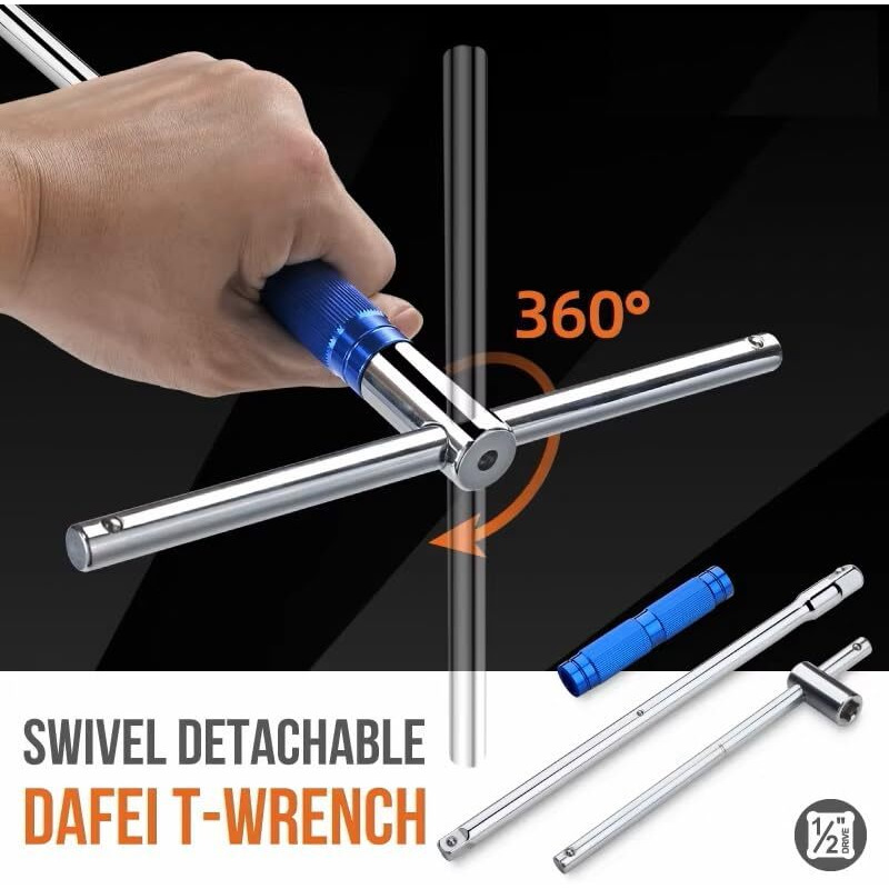 Inditrust 360 Rotation T Type Socket Wrench 1/2 (12.5Mm) Detachable T-Bar Spanner For Hex/Twelve Angle Socket Sleeve Tools
