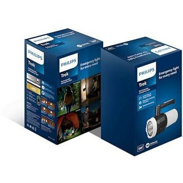 Philips Trek 5W Rechargeable Emergency Light | Long Lasting Light With 2400 Mah Battery And 5.5 Hours Backup | 3 Main Light Modes, Rapid On-Off And Stepless Dimming Feature | (Cool White + Warm White)