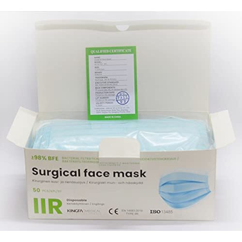 Kingfa 3Ply Surgical Mask With Meltblown Filter Iir Certified 100 Pcs