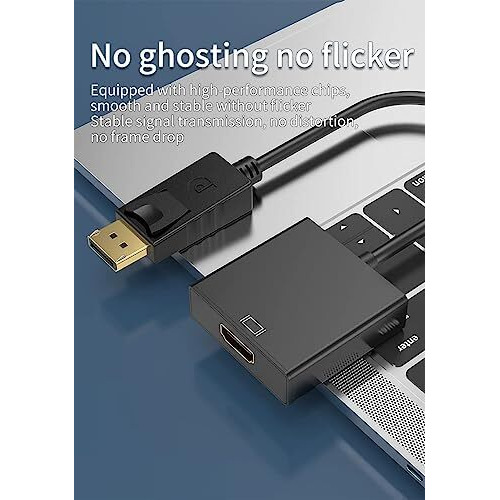 100Fit Display Port To Hdmi Adapter, 1080P Display Port Dp To Hdmi Cable Male To Female Port Support Video & Audio Compatible With Computer, Pc, Monitor, Projector, Hdtv (Not Bidirectional)