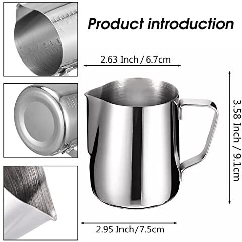 Supvox Milk Frothing Pitcher With Scale Stainless Steel Espresso Milk Frothing Pitchers For Cappuccino Barista Steam Pitchers Milk Jug Cup With Decorating Pen 20Oz