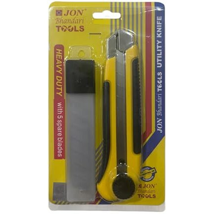 Jon Bhandari Tools Heavy-Duty Utility Knife  25Mm Steel Blade Cutter With Ergonomic Grip For Precision Cutting Of Plastic, Cardboard, Wood, Textiles, Carpet, Leather, Drywall, Cloth & More