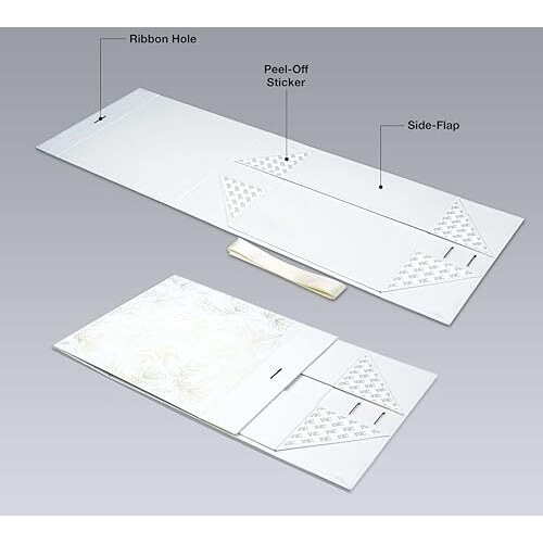 Rbs - Medium Gift Box 26 X 26 X 10Cm Gift Boxes For Packaging (1 Pack) Decorative Gift Packing Box Gold Foil Gift Hampers Hold Up To 8 Kg Occasion Empty Gift Box For Packaging (Pearl)