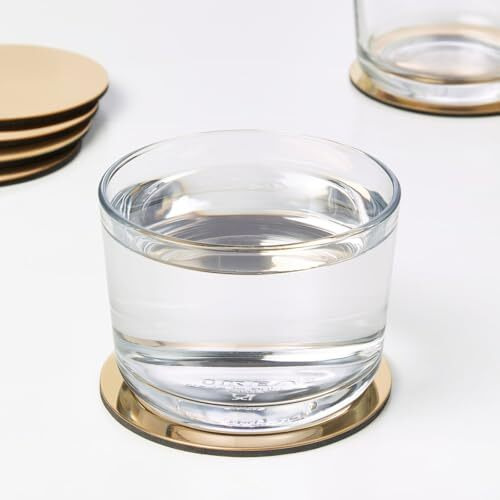 Ikea Glattis Coasters With Holder Brass Color 6 Pack Size 3" 503.430.05
