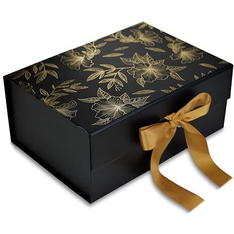 Rbs- Gift Box For Packing (23 X 16 X 10Cm) Multipurpose Hamper Box Holds Upto 5Kg Birthday Cardboard Box (1 Pack) Ideal For Return Gift Hamper Box Empty Wedding Box For Gift (Small Gold Floral)