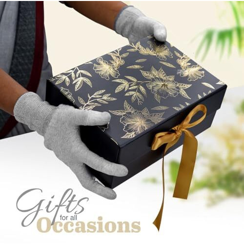 Rbs- Gift Box For Packing (23 X 16 X 10Cm) Multipurpose Hamper Box Holds Upto 5Kg Birthday Cardboard Box (1 Pack) Ideal For Return Gift Hamper Box Empty Wedding Box For Gift (Small Gold Floral)