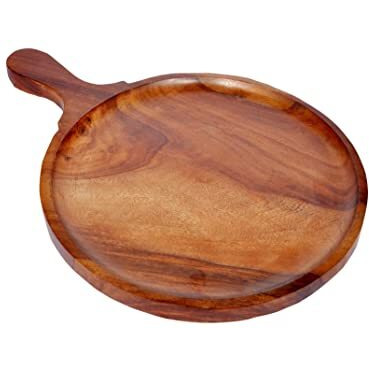 All About Wood Pizza/Snack Serving Tray Plate For Kitchen/Home Dinning/Caf/Restaurants - (Sheesham Wood, Size 14 Inches)