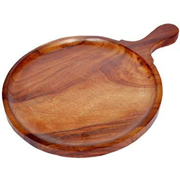 All About Wood Pizza/Snack Serving Tray Plate For Kitchen/Home Dinning/Caf/Restaurants - (Sheesham Wood, Size 14 Inches)