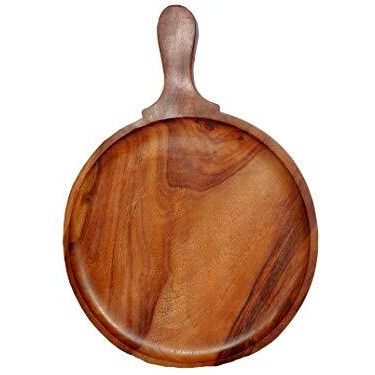 All About Wood Pizza/Snack Serving Tray Plate For Kitchen/Home Dinning/Caf/Restaurants - (Sheesham Wood, Size 14 Inches)